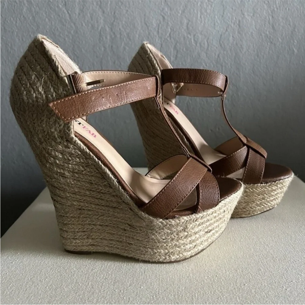 Justfab cognac Wedge Sandals